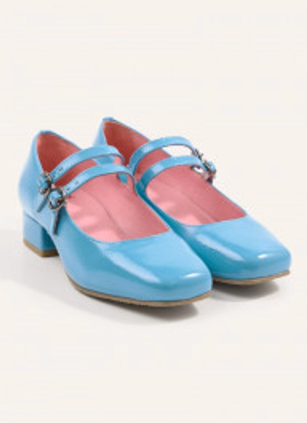 Paris Patent Leather Mary Jane Shoes - Blue