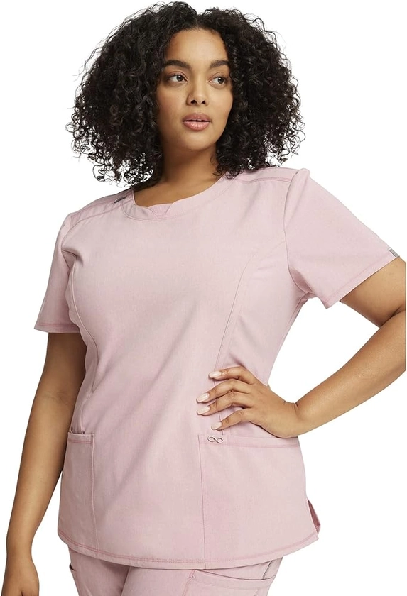 Infinity Cherokee Round Neck Nurse Scrub Tops for Women with 3 Pockets 360 Stretch & Wrinkle-Resistant 2624A