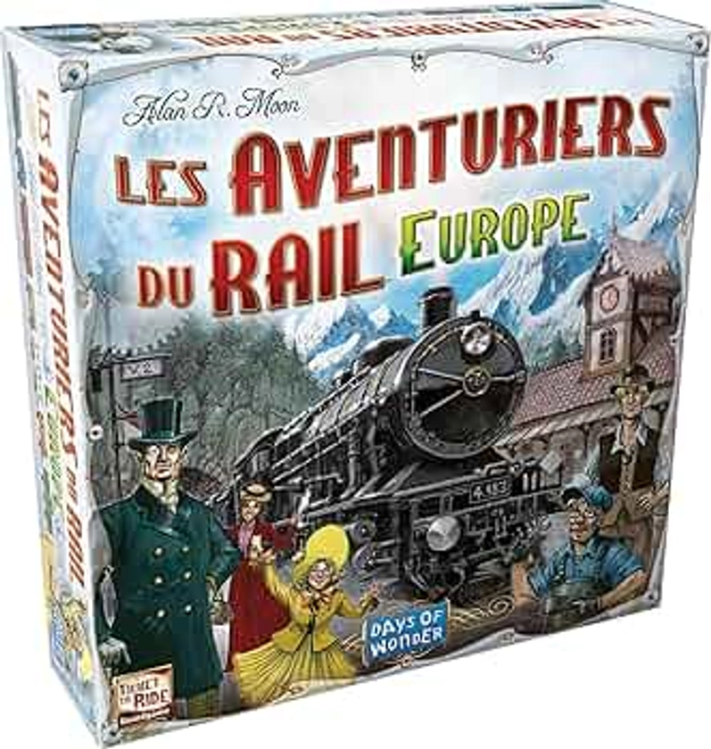 LES AVENTURIERS DU RAIL : EUROPE - Jeu de Base - Version Française - Unbox Now - Jeu de Société Famille pour Enfants dès 8 ans - 2 à 5 Joueurs - Jeu de Stratégie - Compatible Alexa - Days of Wonder