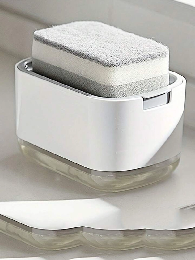 1 pieza de plástico Esponja para lavar platos blanco Jabón para cocina