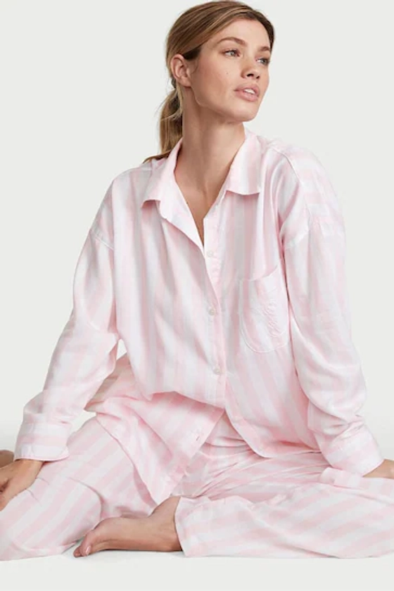 Victoria's Secret Pretty Blossom Pink Stripe Modal Long Pyjama Set