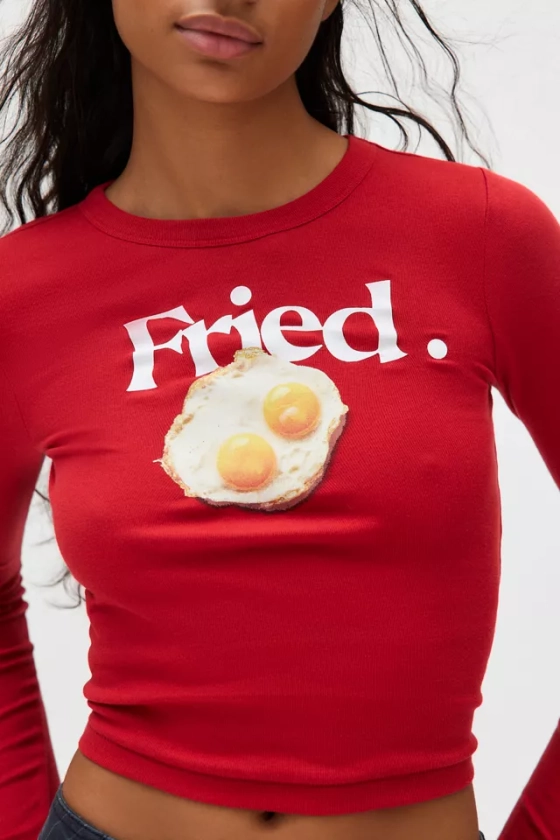 BDG Fried Egg Graphic Too Perfect Long Sleeve Tee