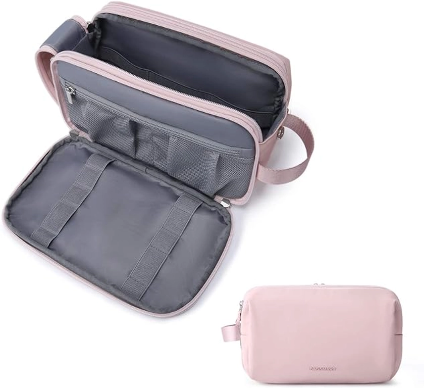 BAGSMART Toiletry Bag for Women, Travel Toiletry Organizer Dopp Kit Water-Resistant Shaving Bag for Toiletries Accessories, Pink
