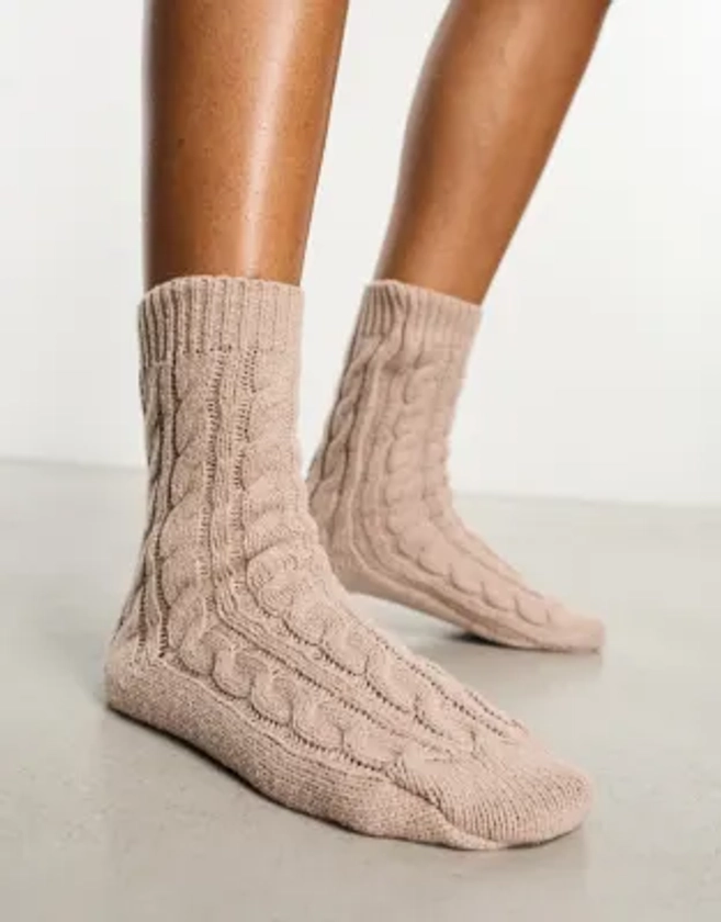 Hunkemoller Yuna cosy socks in sand