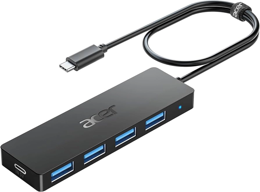Acer USB C Hub 4 Ports, Multiple USB 3.0 Hub, USB C Splitter for Laptop with USB C Power Port, USB Extender for C Port Laptop, iMac Pro, MacBook Pro, iPad. Windows, Linux, Acer PC, and More(2ft)