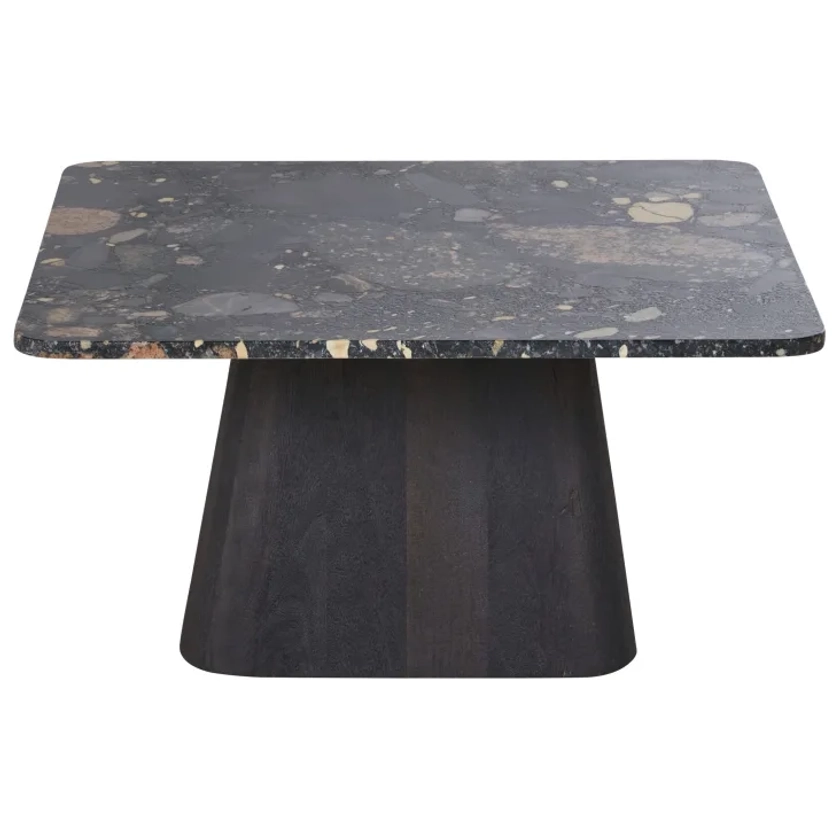 Table basse en pierre et bois de manguier massif noir Pixus | Maisons du Monde