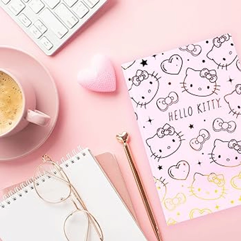 Hello Kitty Official Sanrio Journal, Pink & Gold Foil Hardcover Journal, 87 Lined Pages, Cute School Supplies, Sanrio Stationery, Fun Office Supplies, Kawaii Stationery Set, Merch