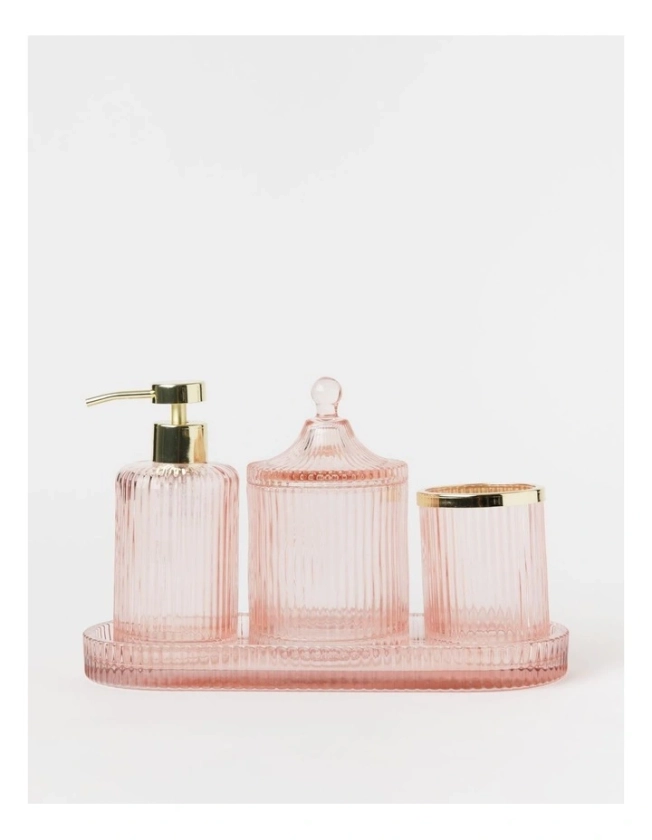 Glass Bathroom Accessories in Pink