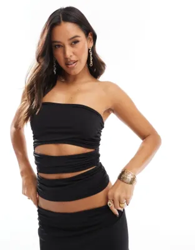 ASOS DESIGN - Top bandeau d'ensemble à découpes - Noir | ASOS