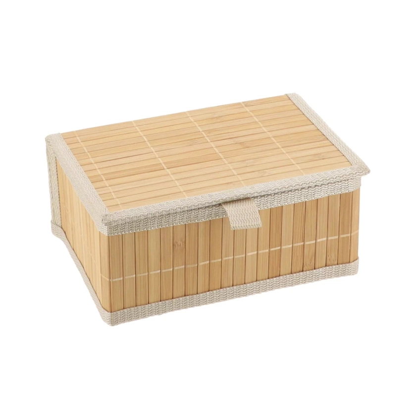 PANIERE BAMBOU AVEC COUVERCLE 22X16.5X10CM BAMBOU