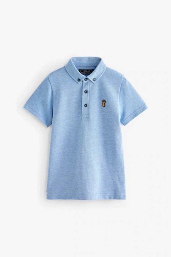 Blue Marl Short Sleeve Polo Shirt (3-16yrs)