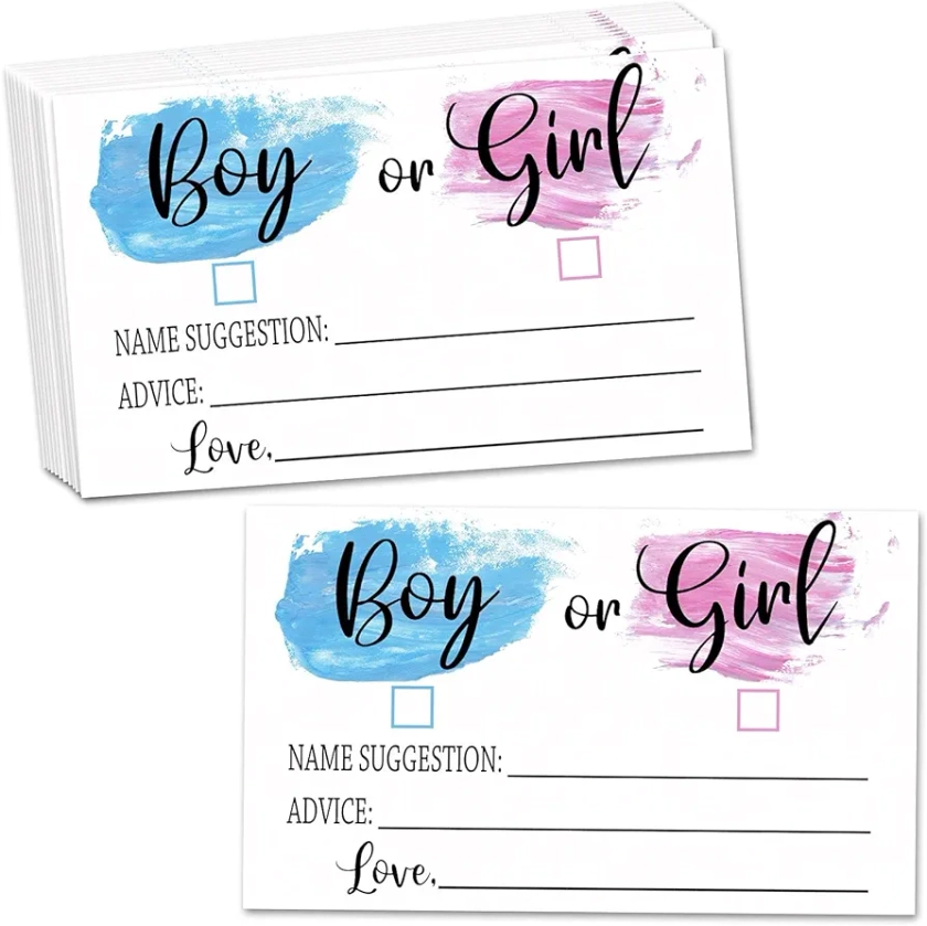 Yuansail Gender Reveal Game - Girl or Boy Cast Your Vote Cards - Baby Shower Gender Voting Card - Pack of 50（baby02）