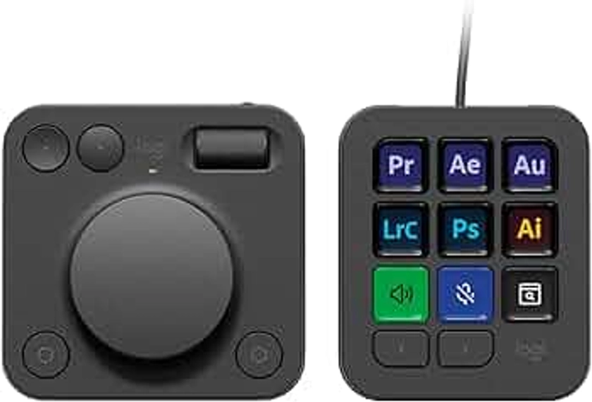 Logitech MX Creative Console, keypad programable con 9 teclas LCD personalizables y dial de control para diseño gráfico, edición de vídeo, fotografía, uso con Adobe, Zoom, Spotify - Grafito