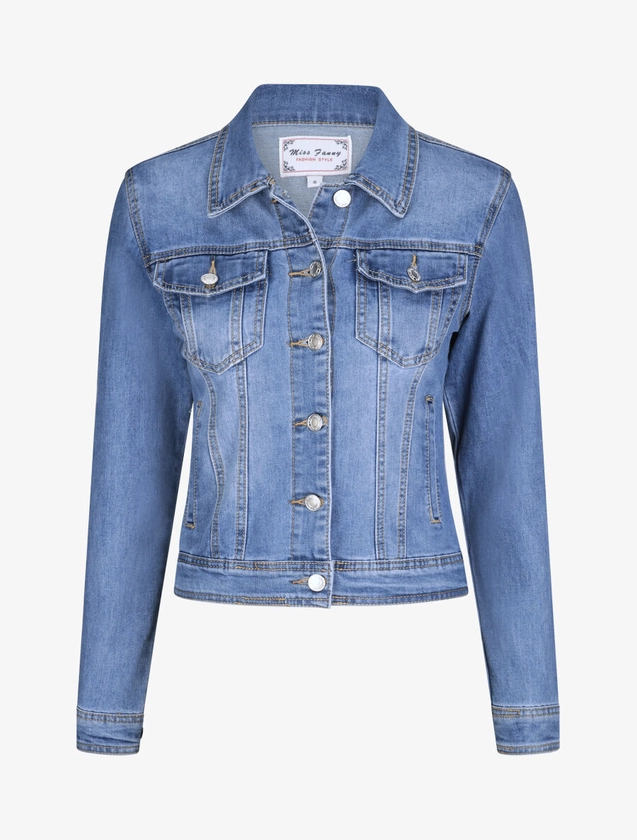 Veste en jean droite délavée