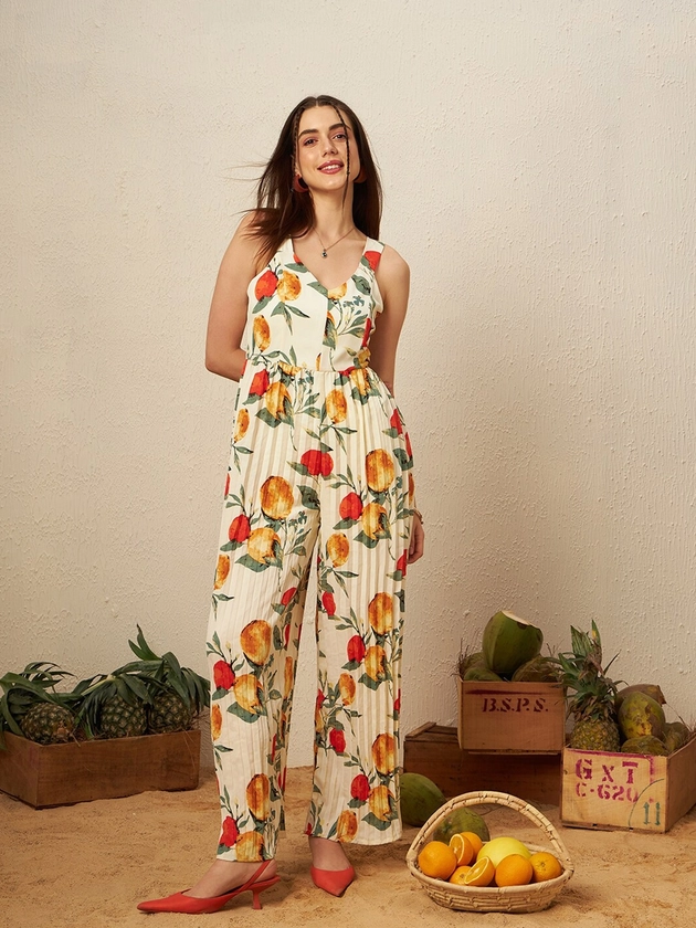 KASSUALLY Floral Printed Basic Jumpsuit