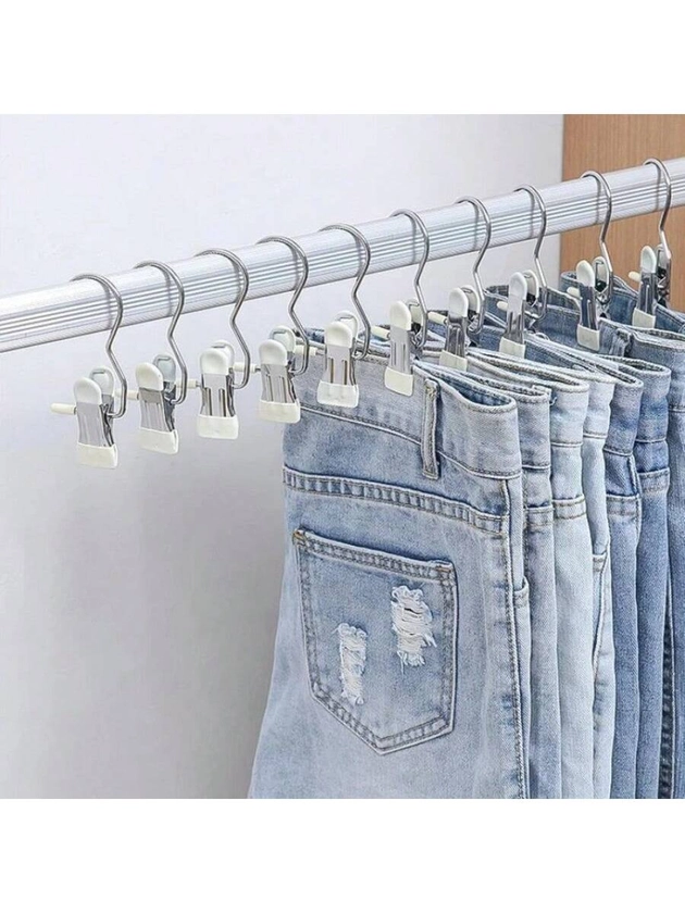 10 Pieces Of Stainless Steel Clothes Clip, Laundry Clothes Nail With Hook, Portable Hanging Clothes Clip, Wardrobe Organizer, Hanger