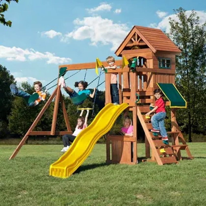 Swing-N-Slide Jamboree Fort Wood Outdoor Swing Set - 13' W x 13' L x 9' 6" H | Overstock.com Shopping - The Best Deals on Swing Sets | 17181607