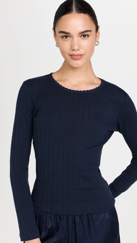 Leset Pointelle Slim Fit Long Sleeve | Shopbop