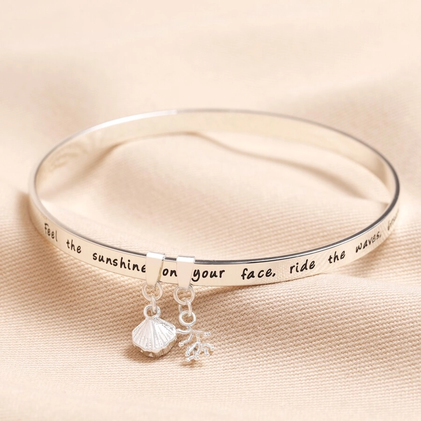 Beach Lover Meaningful Word Bangle in Silver