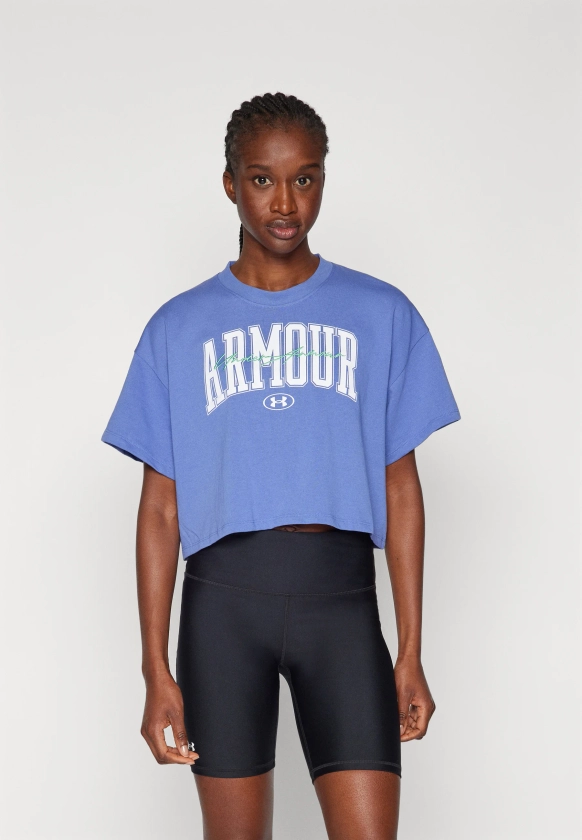 Under Armour SCRIPTED CROP - T-shirt imprimé - starlight/white/bleu - ZALANDO.BE