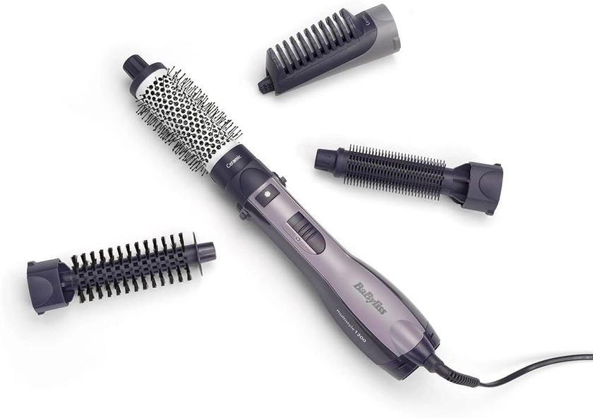 BaByliss Brosse à air chaud multistyle AS121E, 1200 watts Ionic, 4 accessoires, 1 pièce (lot de 1), céramique