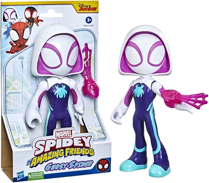 Hasbro Marvel Spidey et Ses Amis fantastiques Supersized Ghost Spider, Action Figures, Jouet pour âge préscolaire, pour Enfants à partir de 3 Ans, Multicolore de 22,5 cm