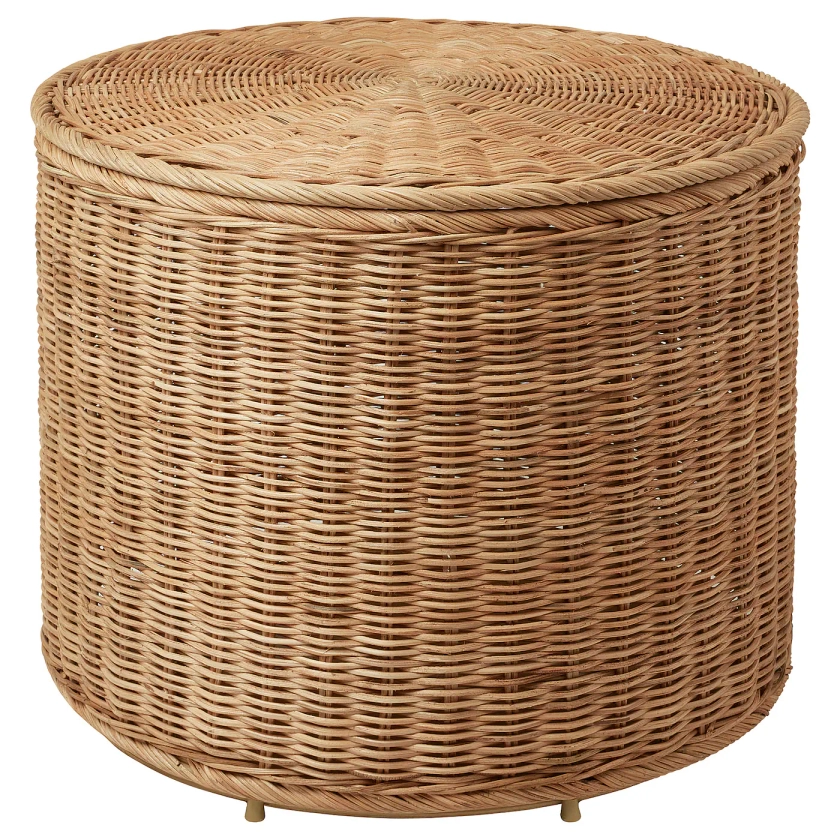 TOLKNING Pouffe with storage - handmade rattan