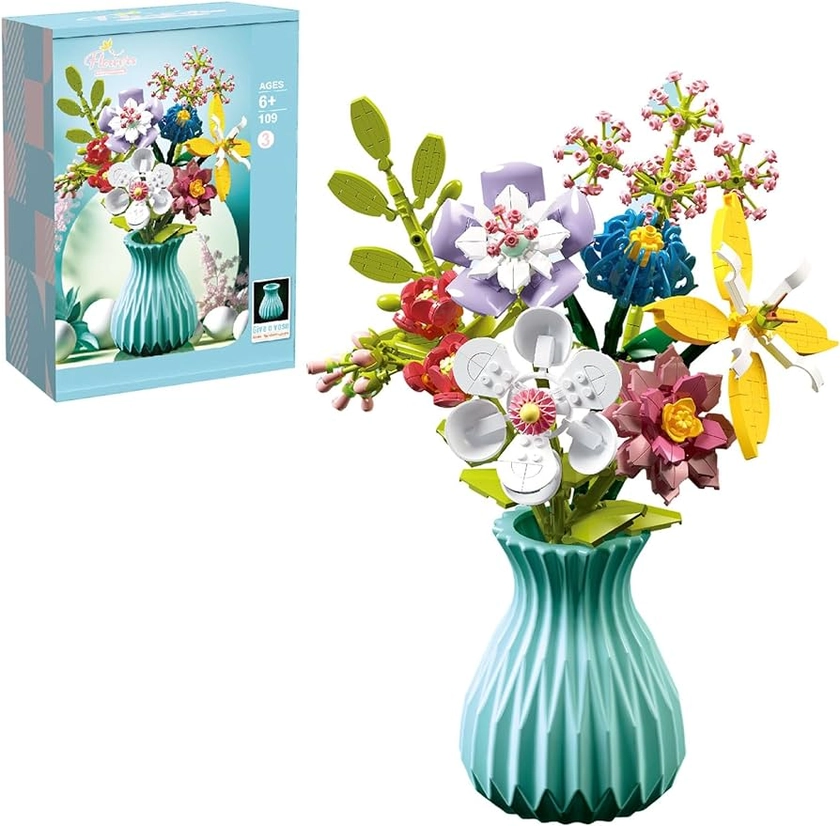 Amazon.com: Mini Bricks Flower Bouquet Building Sets,Artificial Flowers with Vase,Mother's Day DIY Unique Decoration Home,Botanical Collection and Table Art,for Adults for Ages 6-12 yrs Old Girl for Gift (792PCS) : Toys & Games