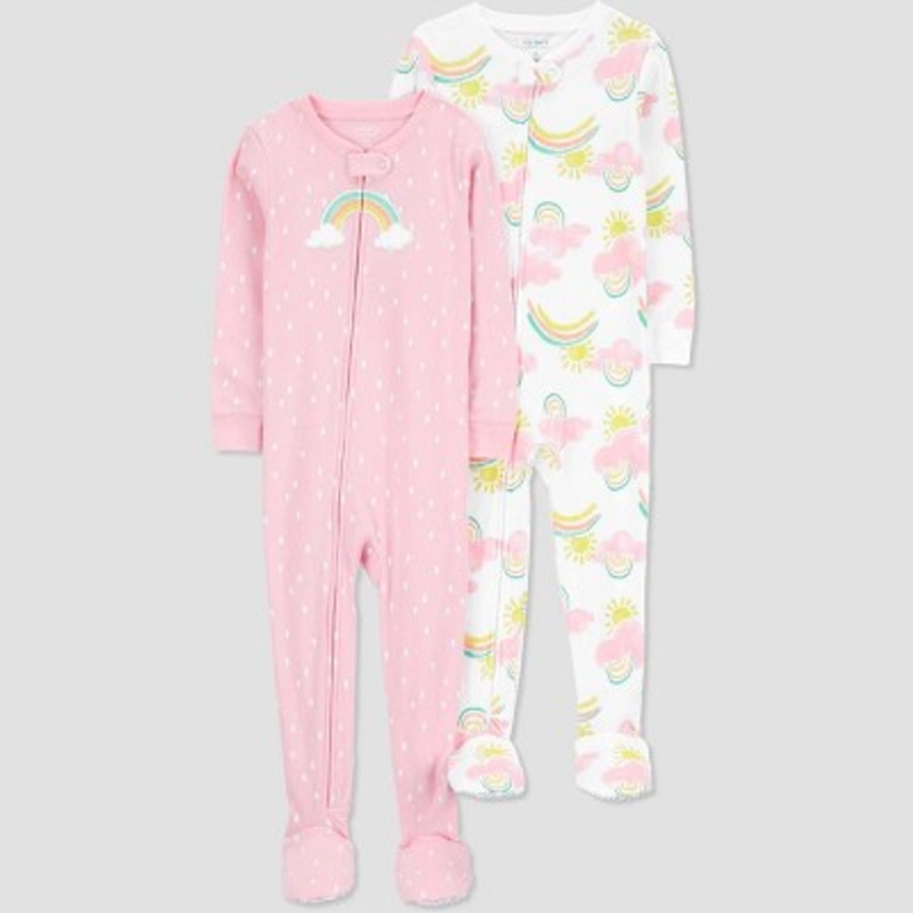 Carter's Just One You® Toddler Girls' Rainbow Cloud Footed Pajamas - Yellow/White/Pink 4T