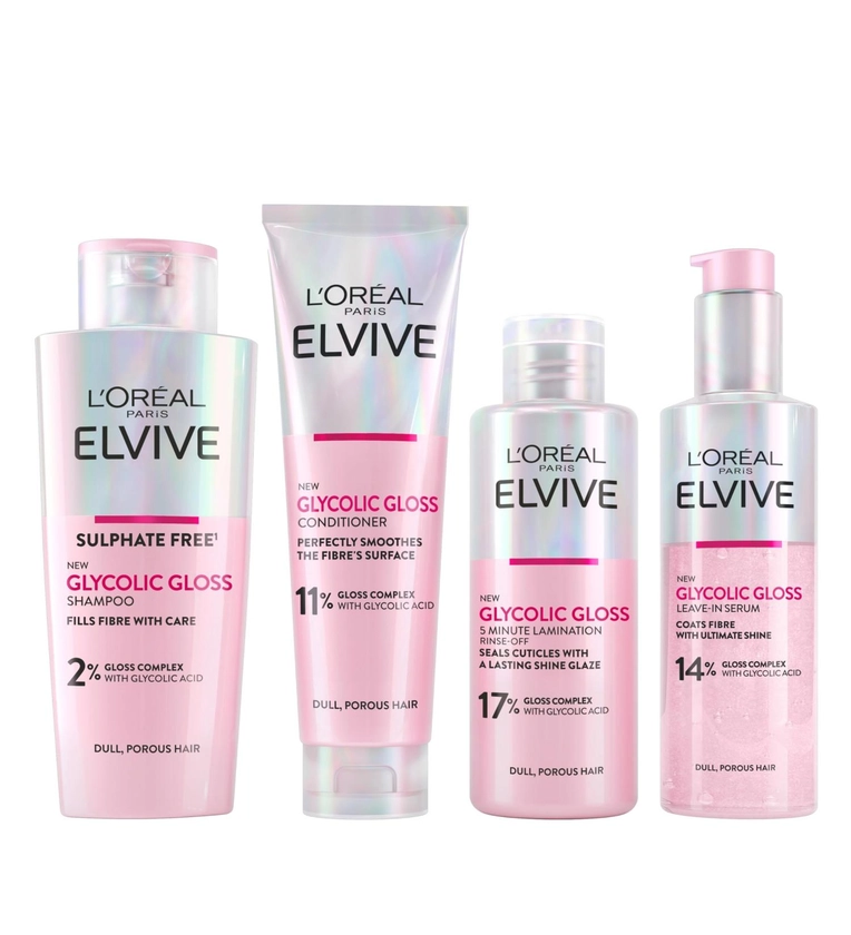 L'Or al Paris Elvive Glycolic Gloss Kit - Shine Boosting Hair Routine Set