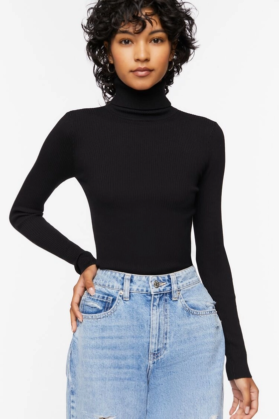 Ribbed Turtleneck Sweater-Knit Top | Forever 21