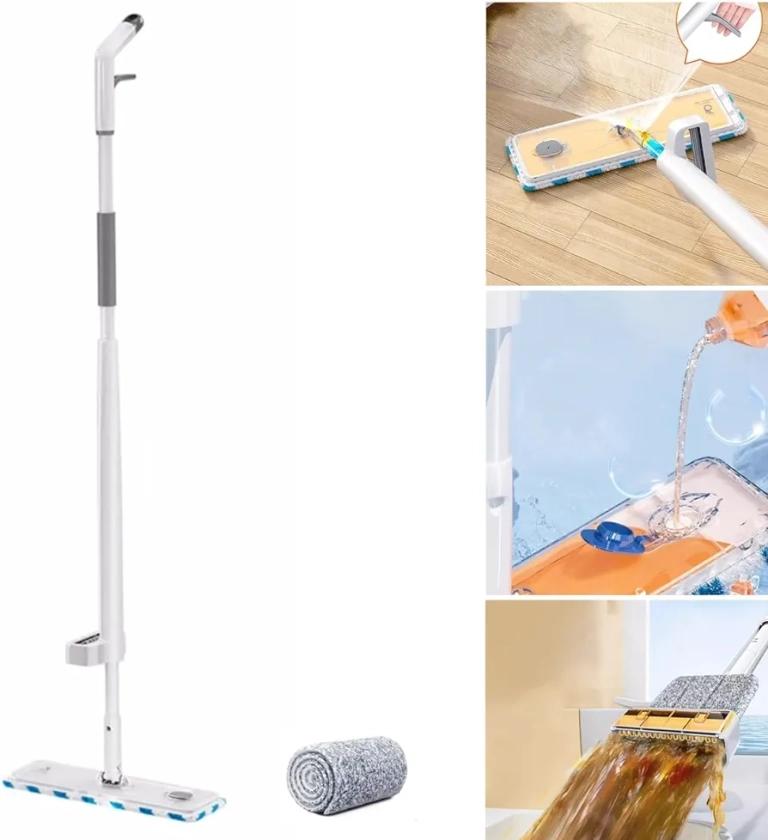 BOOMJOY Spray Mop Self Wringing Flat Mop Hands-Free Microfiber Floor Mop (Mop+Pad*2)