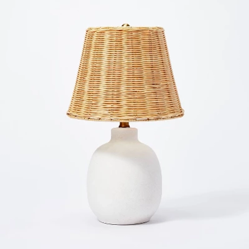 Ceramic Table Lamp with Rattan Shade White (Includes LED Light Bulb) - Threshold&#8482; designed with Studio McGee