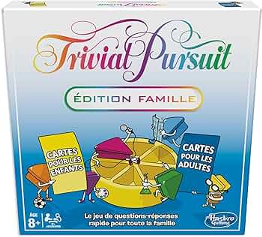 Jeu de Plateau Trivial Pursuit : édition familiale, Jeux-questionnaires pour Adultes et Enfants, Jeux de société familiaux pour Les Enfants, 2 Joueurs ou Plus, dès 8 Ans