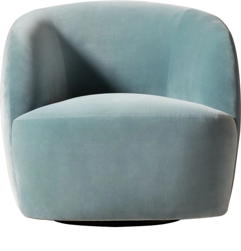 Gwyneth Light Blue Velvet Swivel Chair by goop + Reviews | CB2