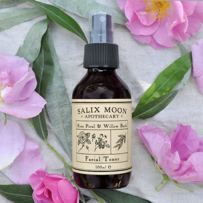 Rose Water and Willow Bark Facial Toner | Organic Rose Toner | Natural Salicylic Acid | Restorative Facial Tonic | Salix Moon Apothecary