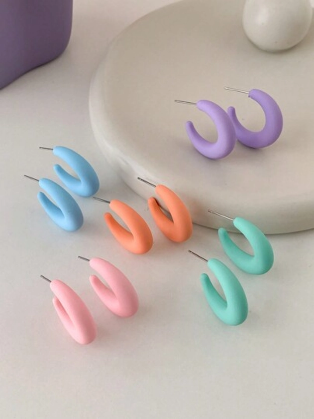 1 Set Of 5 Pairs Of Exquisite Small Cute Stylish Earrings Suitable For Daily Wear For Women