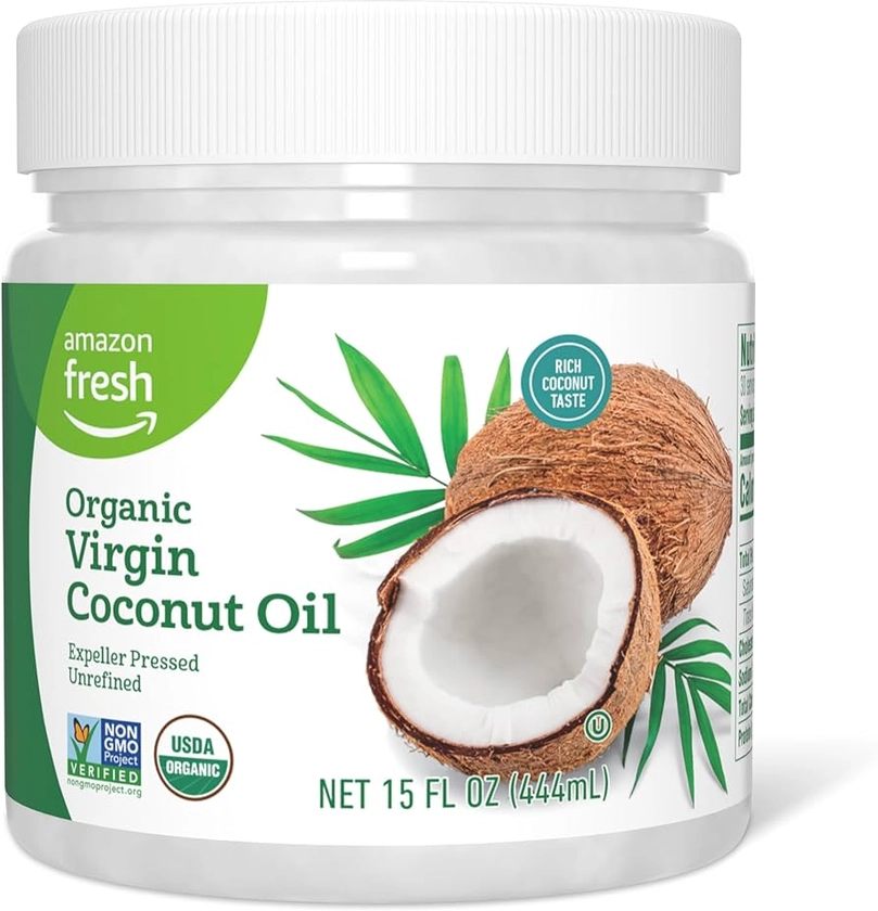 Amazon.com : Amazon Fresh, Organic Virgin Coconut Oil, 15 Fl Oz (Previously Happy Belly, Packaging May Vary) : Grocery & Gourmet Food