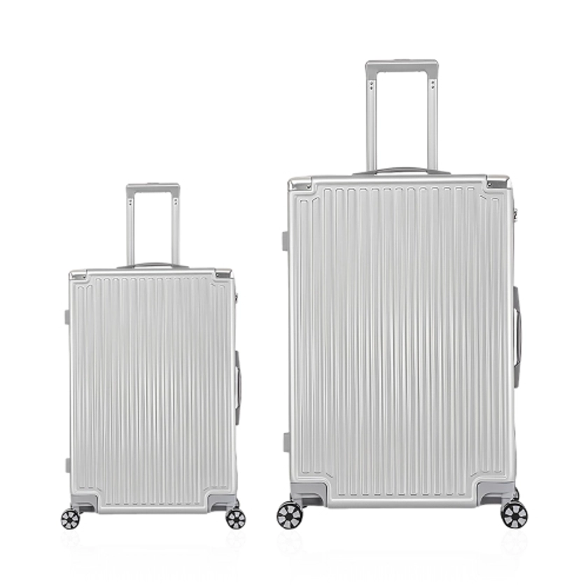 WINGOMART 2-Piece Luggage Set Lightweight Durable PC+ABS Hardshell, Double Spinner Wheels, TSA Lock - 20in & 28in - Silver | Best Buy Canada