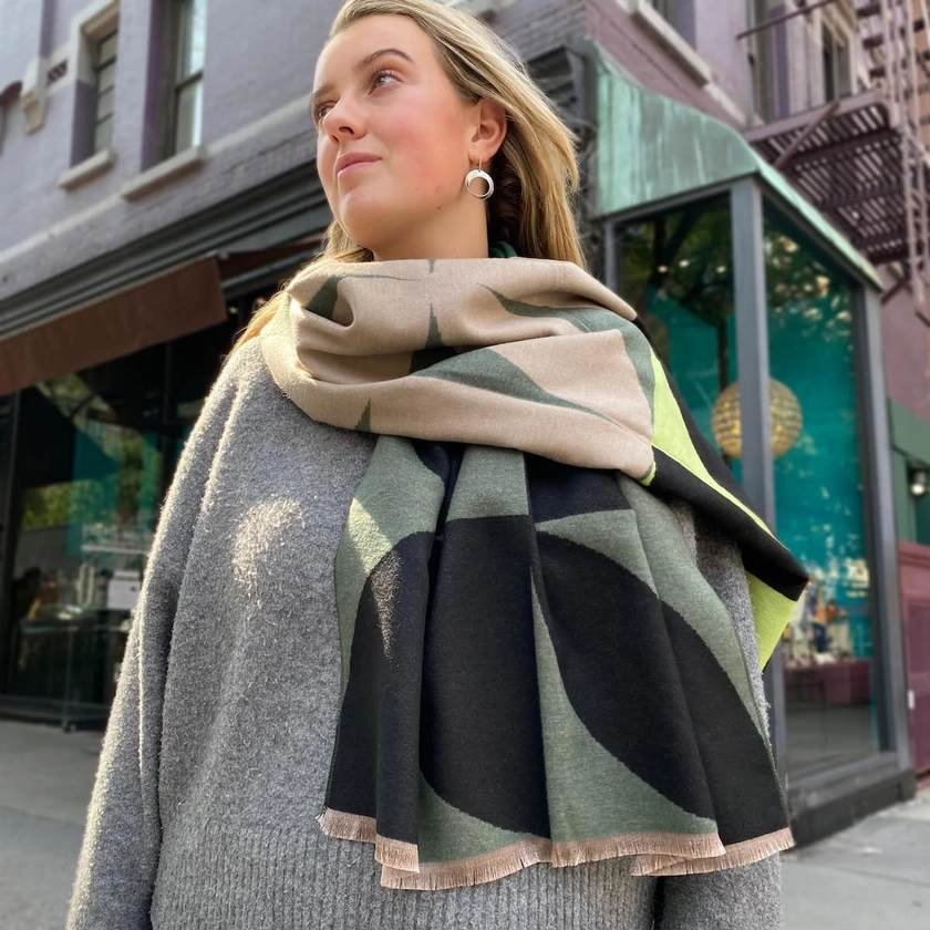 Color Block Green Mod Scarf - KTCollection