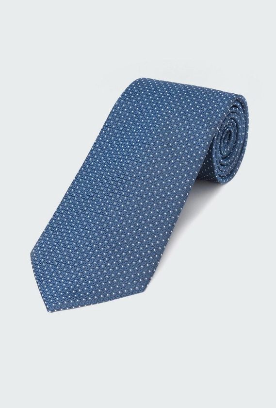 Blue Micro Foulard Tie
