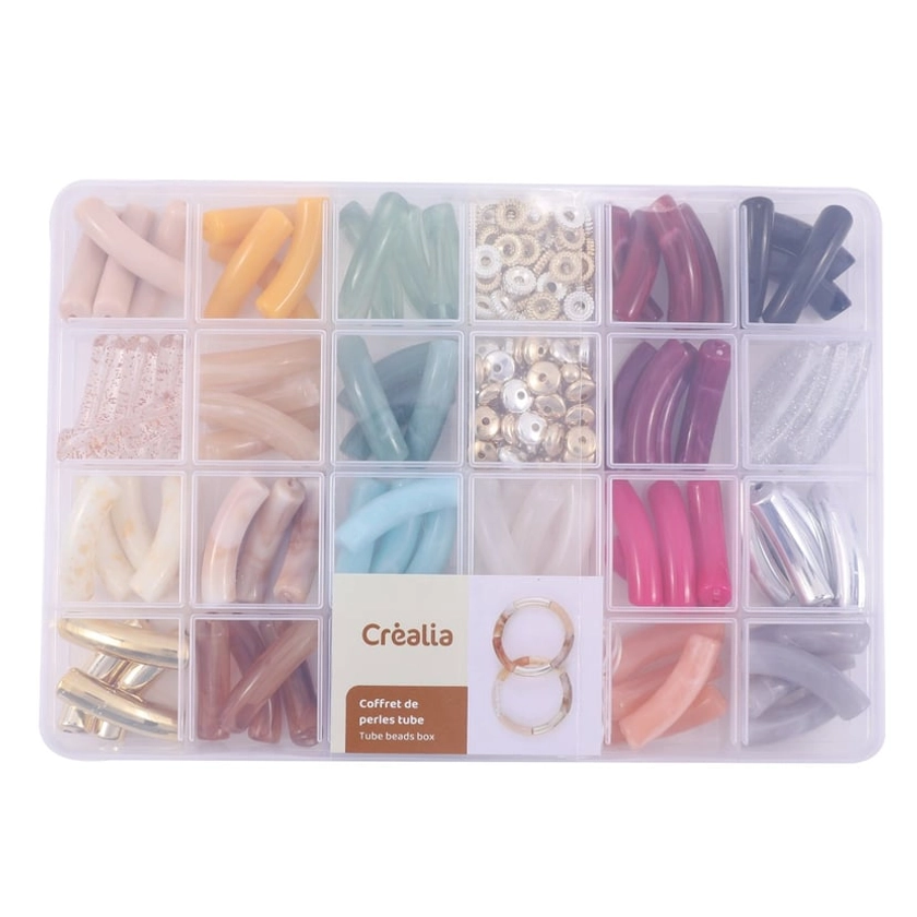 Coffret de perles tube - 21 couleurs - Créalia