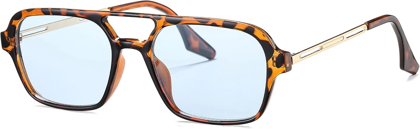 Amazon.com: DeBuff Vintage 70s Flat Aviator Sunglasses for Women Men, Retro Square Glasses UV400 Protection Shades : Clothing, Shoes & Jewelry