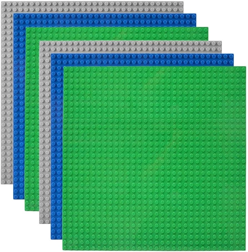 Lekebaby 6 Pack Classic Baseplates, 10"x10" Large Building Board Base Plates 100% Compatible with All Major Brands, For Kids Over Three Years Old,Green/Blue/Grey : Amazon.co.uk: Toys & Games