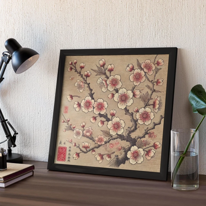 Ukiyo-e Cherry Blossom Branch Poster Museum-quality Matte Print Framed Option Available - Etsy Japan