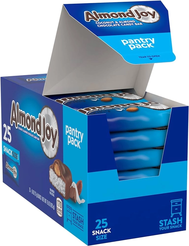 Amazon.com : ALMOND JOY Coconut and Almond Chocolate Snack Size, Candy Pantry Pack, 15 oz (25 Pieces) : Grocery & Gourmet Food