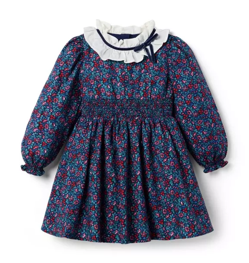 Girl Dark Marine Ditsy Floral Ditsy Floral Ruffle Collar Dress by Janie and Jack