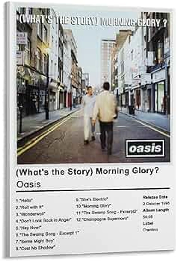 Oasis Album Cover Poster What's The Story Morning Glory Oasis Music Tracklist Poster Poster Decorative Painting Canvas Wall Posters And Art Picture Print Modern Family Bedroom Decor Posters 12x18inch