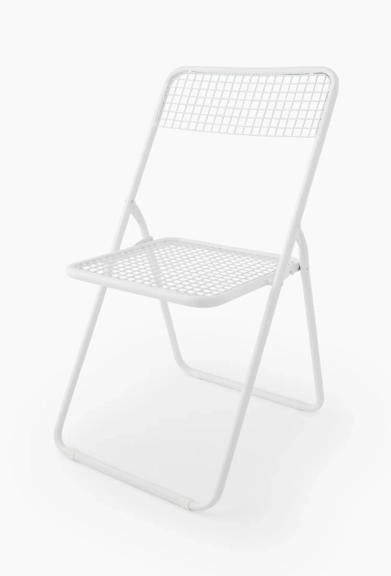 Chaise pliante quadrillée, 43,5x49x78cm, en métal BLANC MONOPRIX