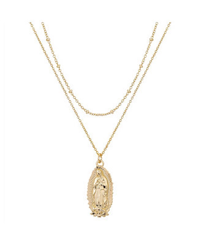 Unwritten 14K Gold Flash Plated Virgin Mary Layered Pendant Necklace - Macy's